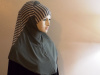  Grey double striped style 2 piece hijab 3